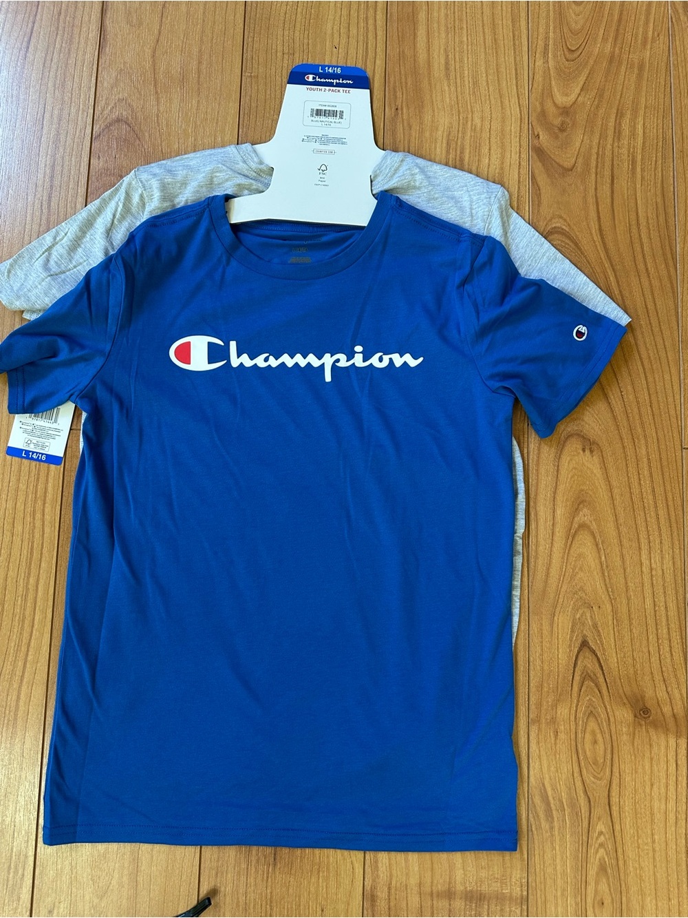 NWT Champion Youth Boys 2-Pack T-Shirts Size L (14/16) Blue & Gray - Picture 5 of 5